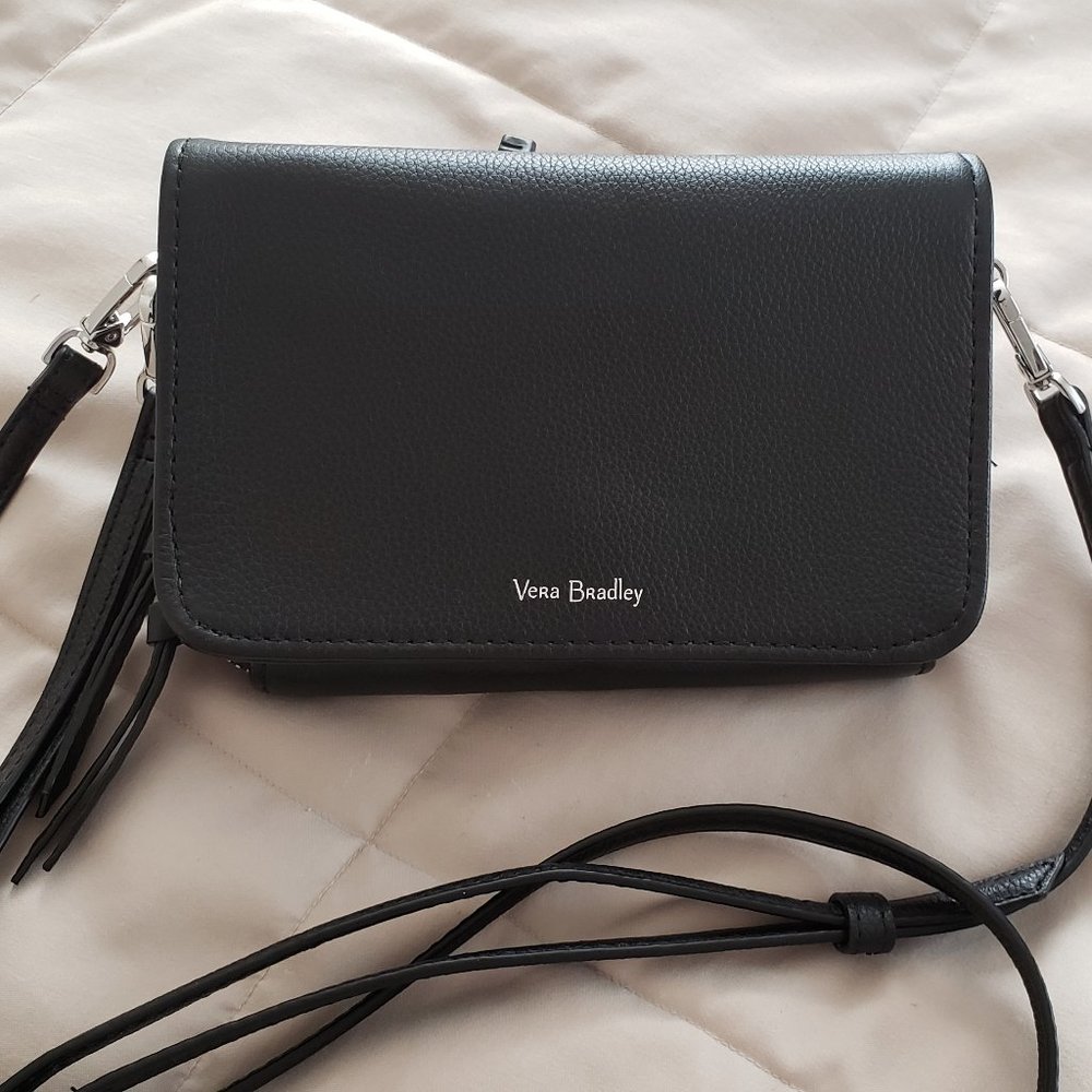 SOLD. Vera Bradley leather crossbody wallet.